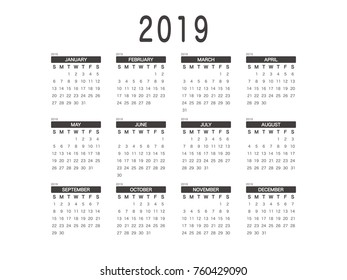 2019 Calendar Planner Design.