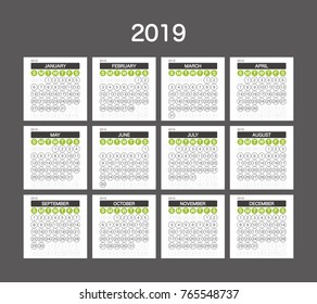 2019 Calendar Planner Design.
