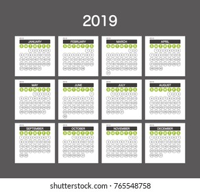 2019 Calendar Planner Design.