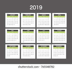 2019 Calendar Planner Design.