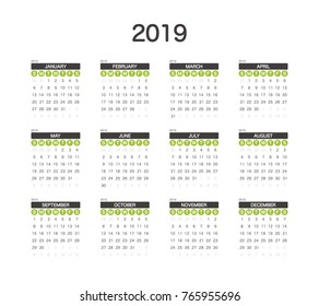 2019 Calendar Planner Design.