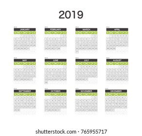 2019 Calendar Planner Design.