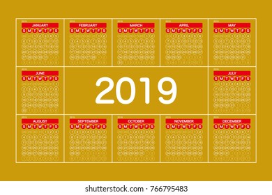 2019 Calendar Planner Design.