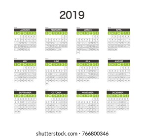 2019 Calendar Planner Design.