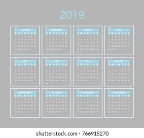 2019 Calendar Planner Design.