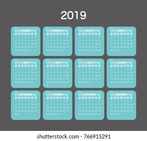 2019 Calendar Planner Design.