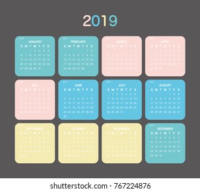 2019 Calendar Planner Design.