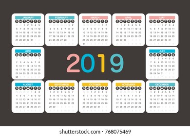 2019 Calendar Planner Design.