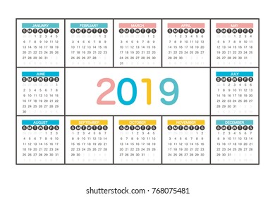 2019 Calendar Planner Design.