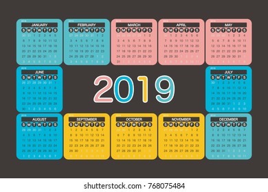 2019 Calendar Planner Design.