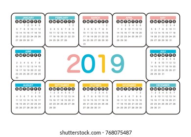 2019 Calendar Planner Design.