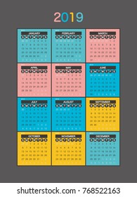 2019 Calendar Planner Design.