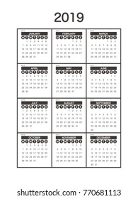 
2019 Calendar Planner Design.