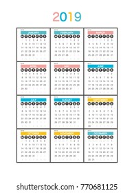 
2019 Calendar Planner Design.
