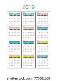 
2019 Calendar Planner Design.