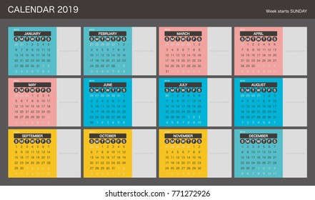 2019 Calendar Planner Design.