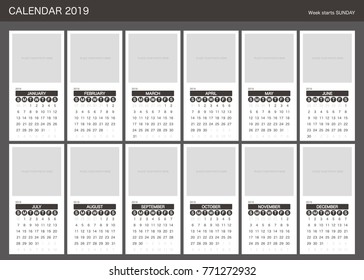 2019 Calendar Planner Design.