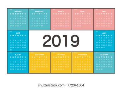 2019 Calendar Planner Design.