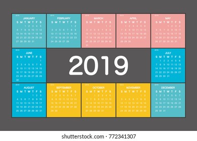 2019 Calendar Planner Design.
