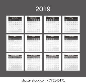 2019 Calendar Planner Design.