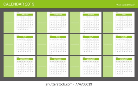 2019 Calendar Planner Design.