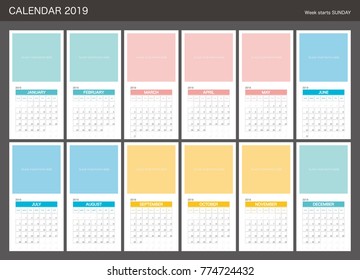 2019 Calendar Planner Design.