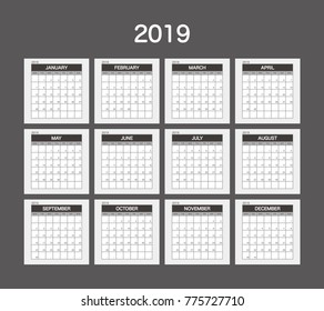 2019 Calendar Planner Design.