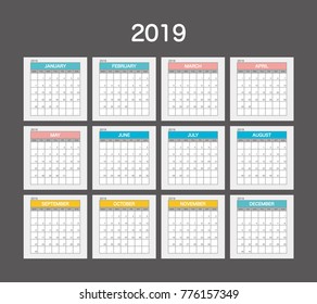 2019 Calendar Planner Design.