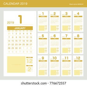 2019 Calendar Planner Design.