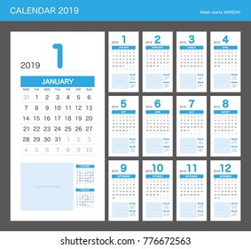 2019 Calendar Planner Design.