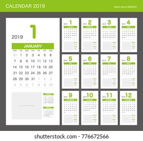 2019 Calendar Planner Design.