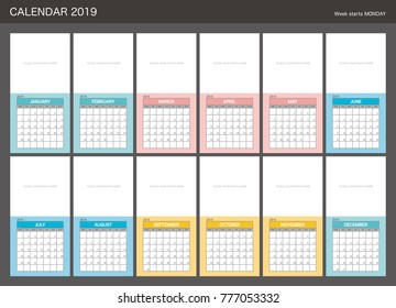 2019 Calendar Planner Design.