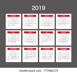 2019 Calendar Planner Design.