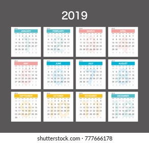 2019 Calendar Planner Design.