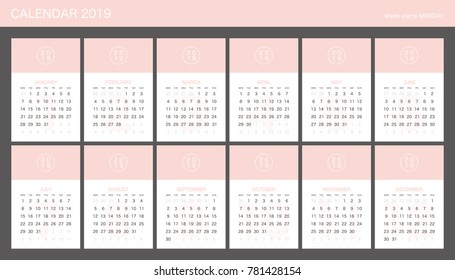 2019 Calendar Planner Design.