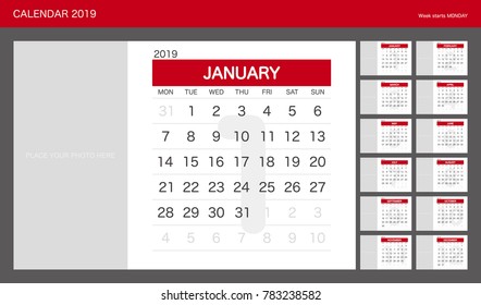 2019 Calendar Planner Design.