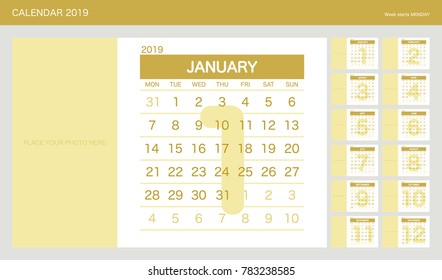 2019 Calendar Planner Design.
