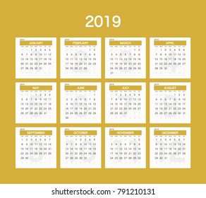 2019 Calendar Planner Design.