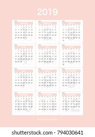 2019 Calendar Planner Design.