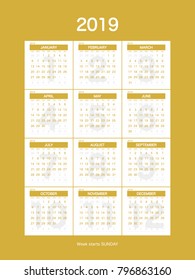 2019 Calendar Planner Design.