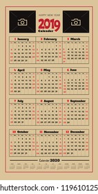 2019 Calendar Planner Design vector