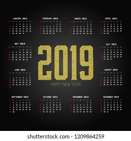 2019 Calendar Template