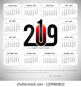 2019 Calendar Template