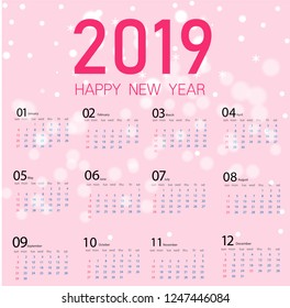 2019 calendar template