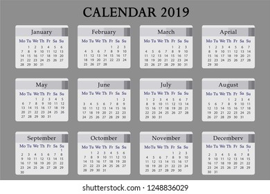 2019 calendar template 