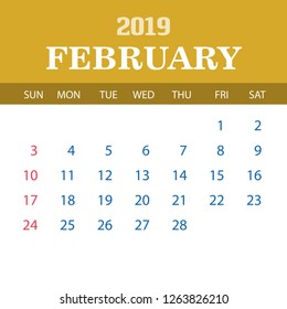 2019 Calendar Template - February