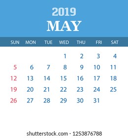 2019 Calendar Template - May