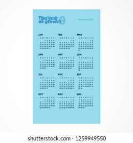 2019 Calendar Template - Ready for print, just add your logo and go !