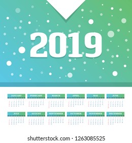 2019 Calendar Template. Vector background