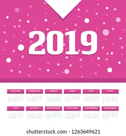 2019 Calendar Template. Vector background